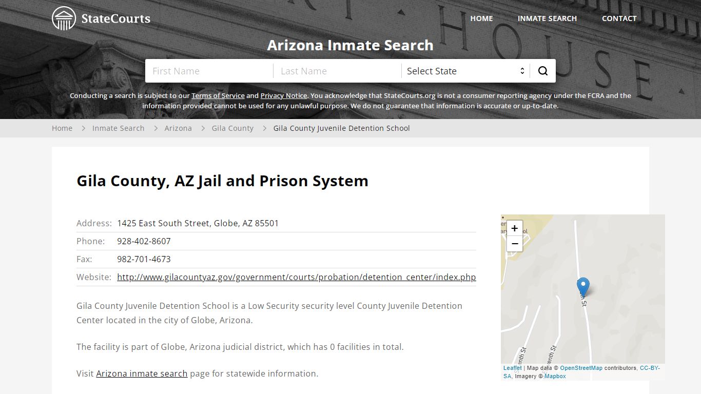 Gila County Juvenile Detention School Inmate Records ...